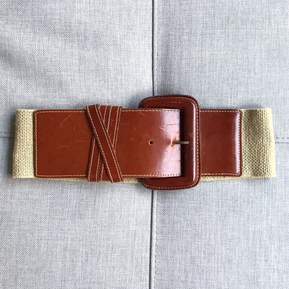 Ann Taylor elastic & Leather Wide Belt - Picture 2 of 6